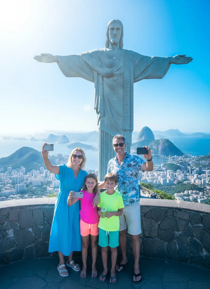 Familie Christus-Statue über Rio de Janeiro - Südamerika Rundreise